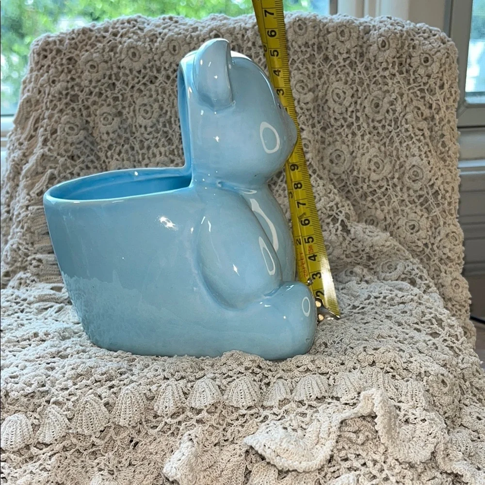 Vintage Blue Inarco Ceramic Bear Planter‎ Nursery Figurine